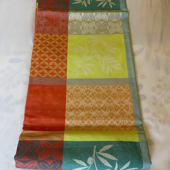 Jacquard Woven Pastel Multi Color Rectangular Cotton French Tablecloth - Picture 3 of 10